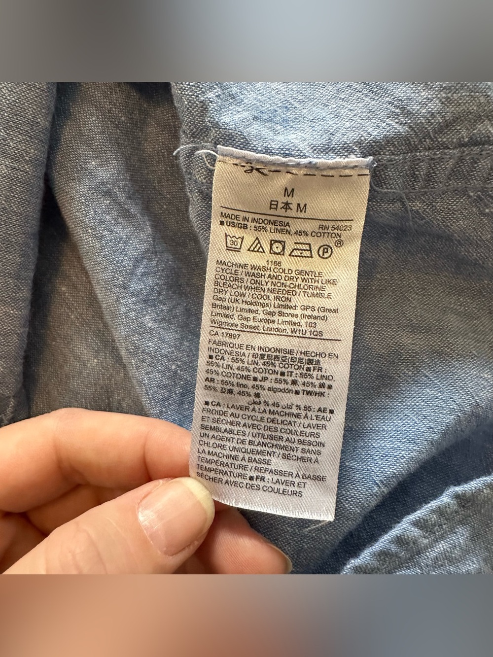Gap Linen & Cotton Popover Shirt, Size Medium, Blue - Picture 7 of 7